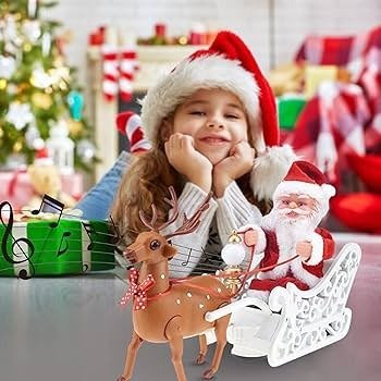 დეკორატიული სანტაკლაუსები - ირემზე, მარხილში